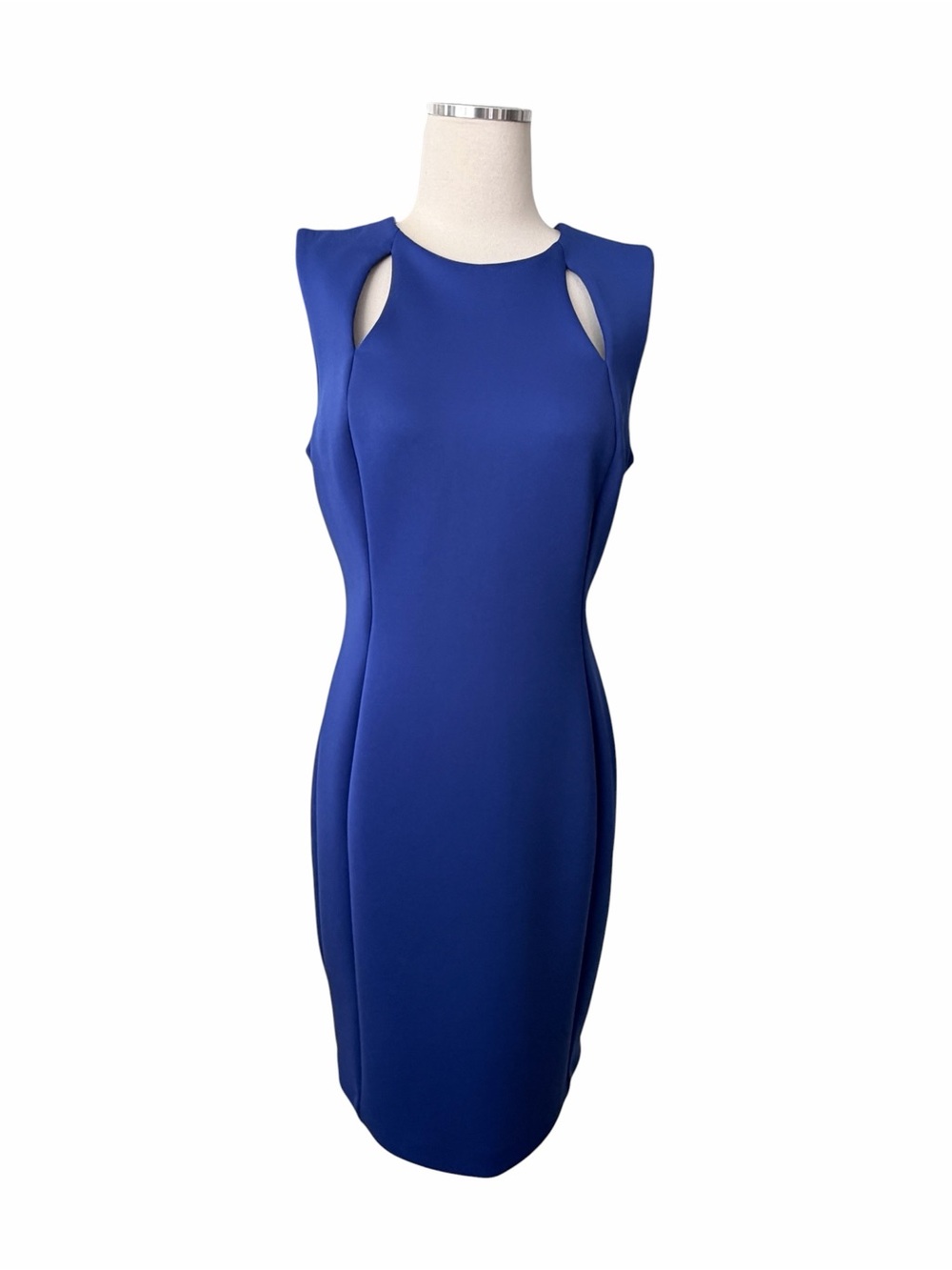 Calvin Klein Sleek Royal Blue Scuba Sheath Dress Sz 12